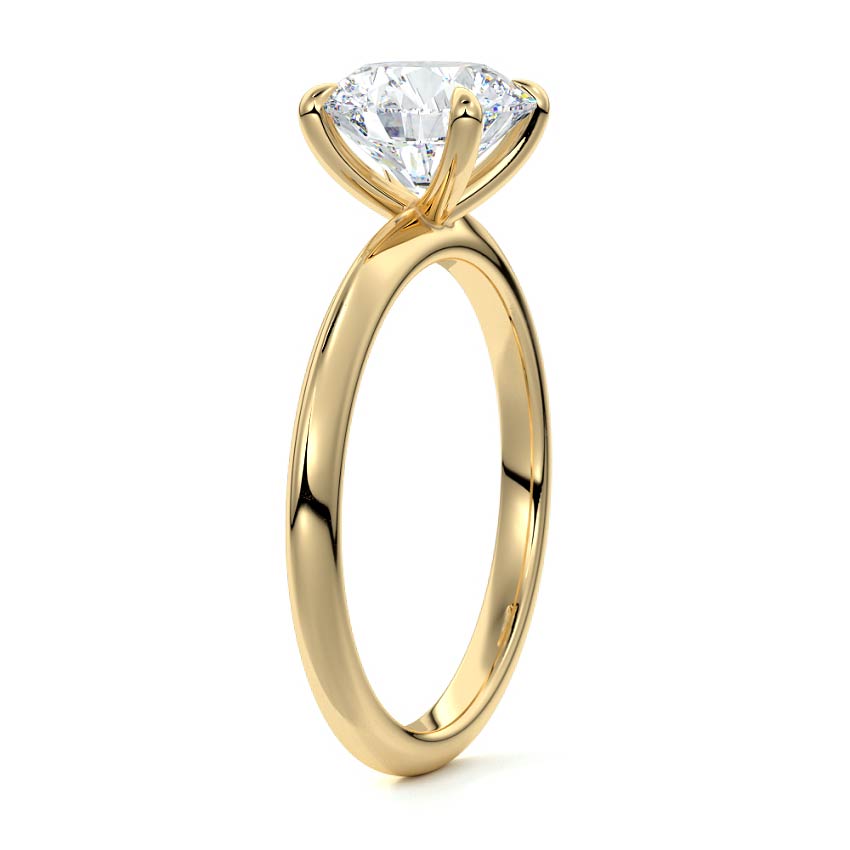 Sonia - Round Yellow Gold Engagement Ring Side View | Nura Lab