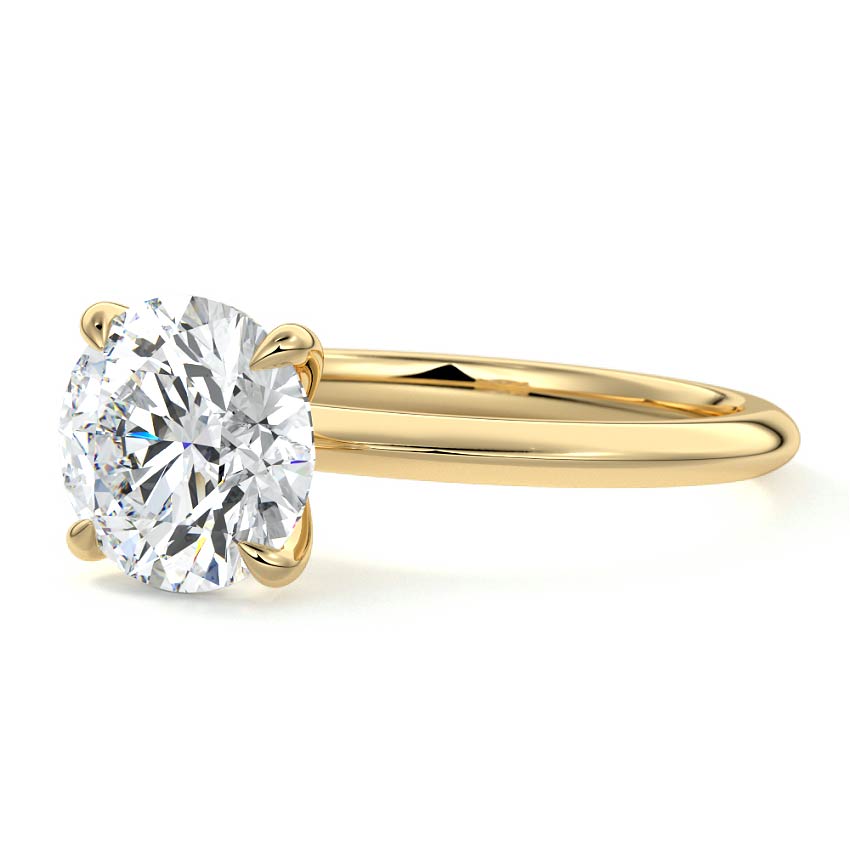 Sonia - Round Yellow Gold Engagement Ring Profile View | Nura Lab