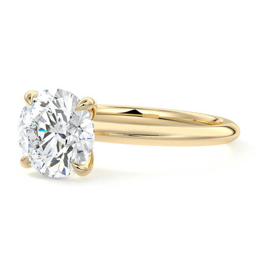 Sonia - Round Yellow Gold Engagement Ring Profile View | Nura Lab