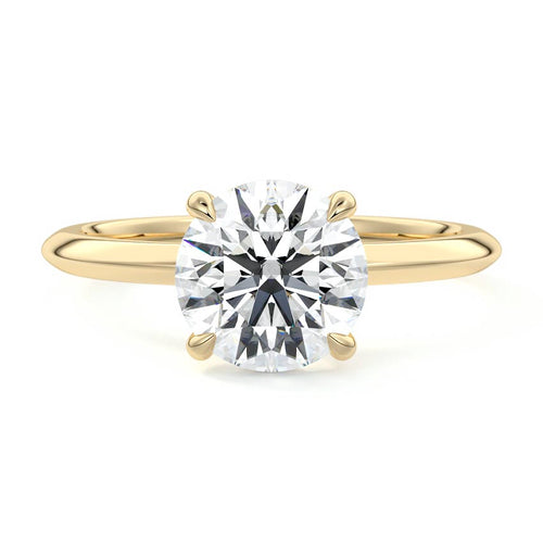 Sonia - Round Yellow Gold Engagement Ring Detail View | Nura Lab