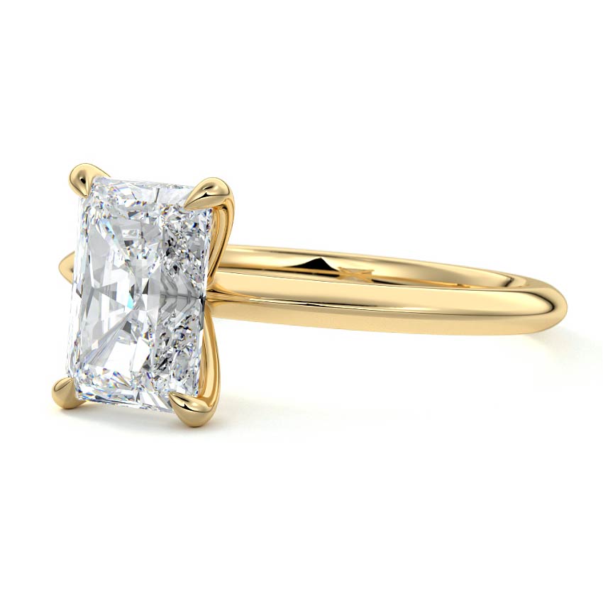 Sonia - Radiant Yellow Gold Engagement Ring Profile View | Nura Lab