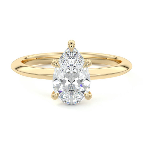 Sonia - Pear Sculpted Cathedral Solitaire Lab Grown Diamond Engagement Ring