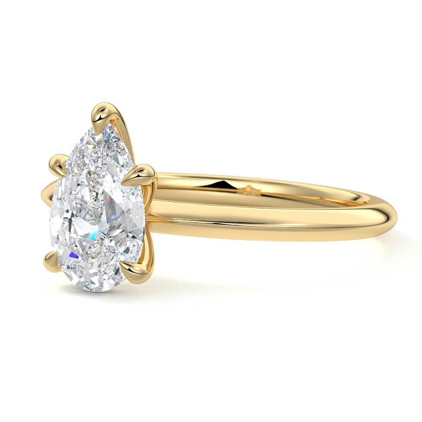 Sonia - Pear Yellow Gold Engagement Ring Profile View | Nura Lab