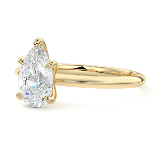 Sonia - Pear Yellow Gold Engagement Ring Profile View | Nura Lab