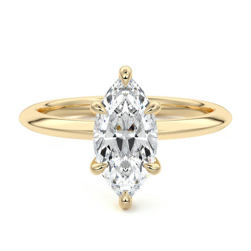 Sonia - Marquise Yellow Gold Lab Grown Diamond Engagement Ring | Nura Lab