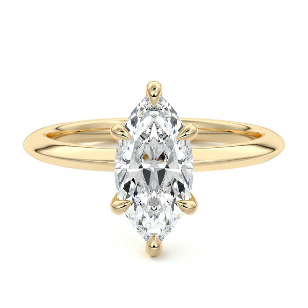 Sonia - Marquise Sculpted Cathedral Solitaire Lab Grown Diamond Engagement Ring