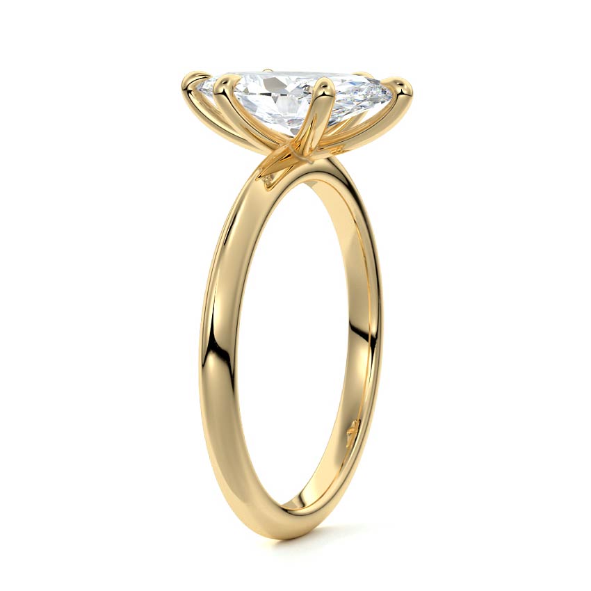 Sonia - Marquise Yellow Gold Engagement Ring Side View | Nura Lab