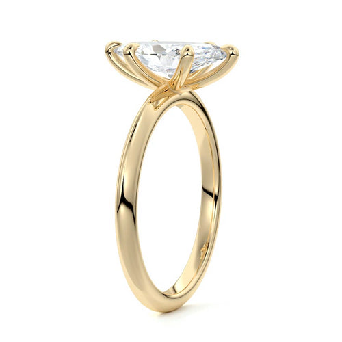 Sonia - Marquise Yellow Gold Engagement Ring Side View | Nura Lab