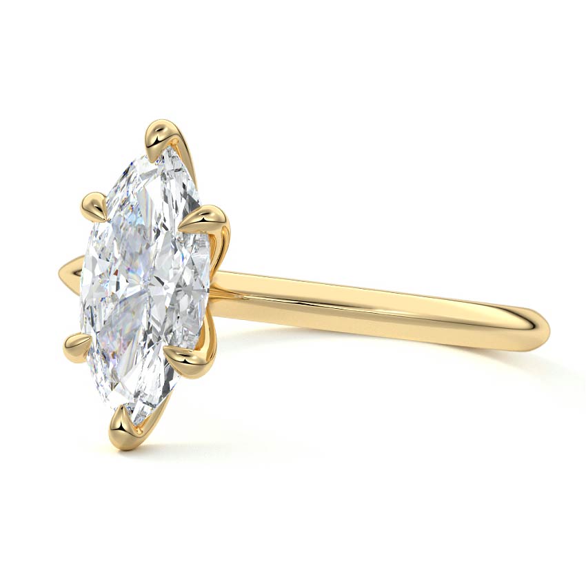 Sonia - Marquise Yellow Gold Engagement Ring Profile View | Nura Lab