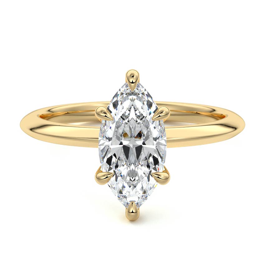 Sonia - Marquise Yellow Gold Engagement Ring Detail View | Nura Lab