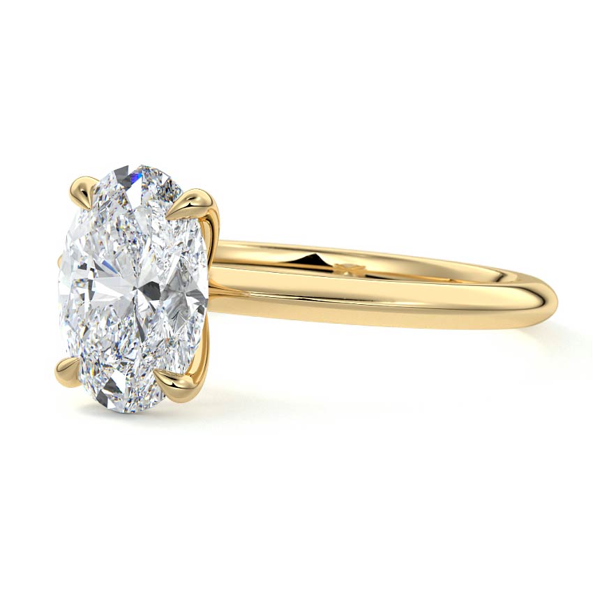 Sonia - Oval Yellow Gold Engagement Ring Profile View | Nura Lab