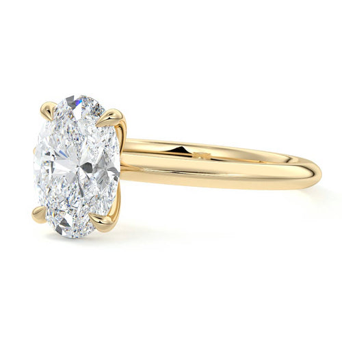 Sonia - Oval Yellow Gold Engagement Ring Profile View | Nura Lab