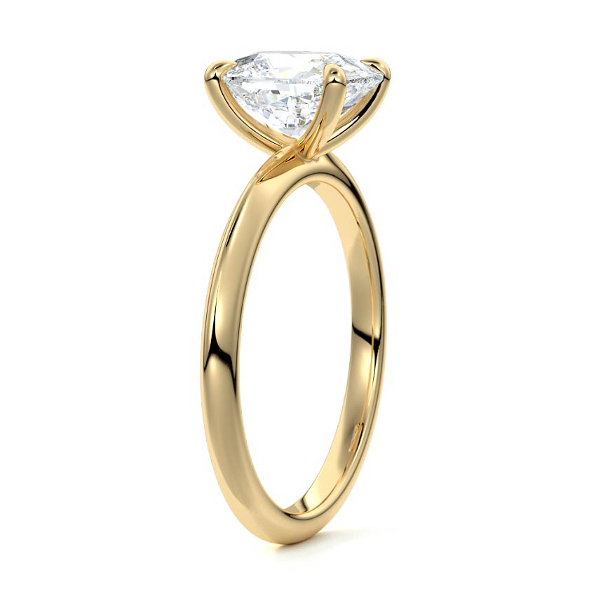 Sonia - Cushion Yellow Gold Engagement Ring Side View | Nura Lab
