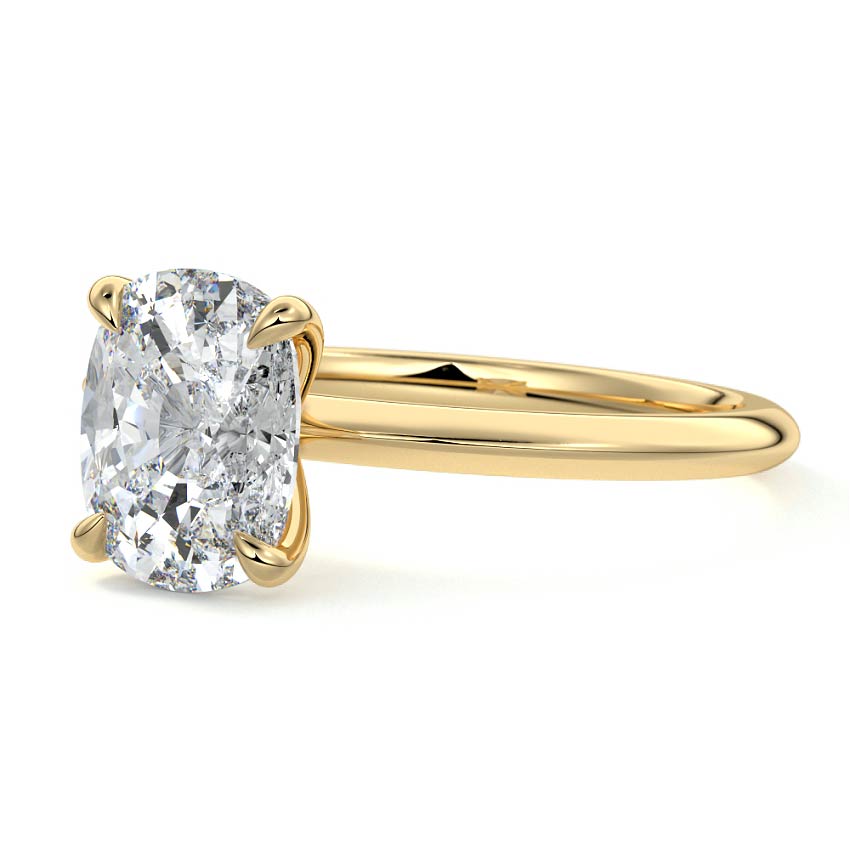 Sonia - Cushion Yellow Gold Engagement Ring Profile View | Nura Lab