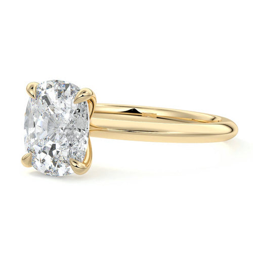 Sonia - Cushion Yellow Gold Engagement Ring Profile View | Nura Lab