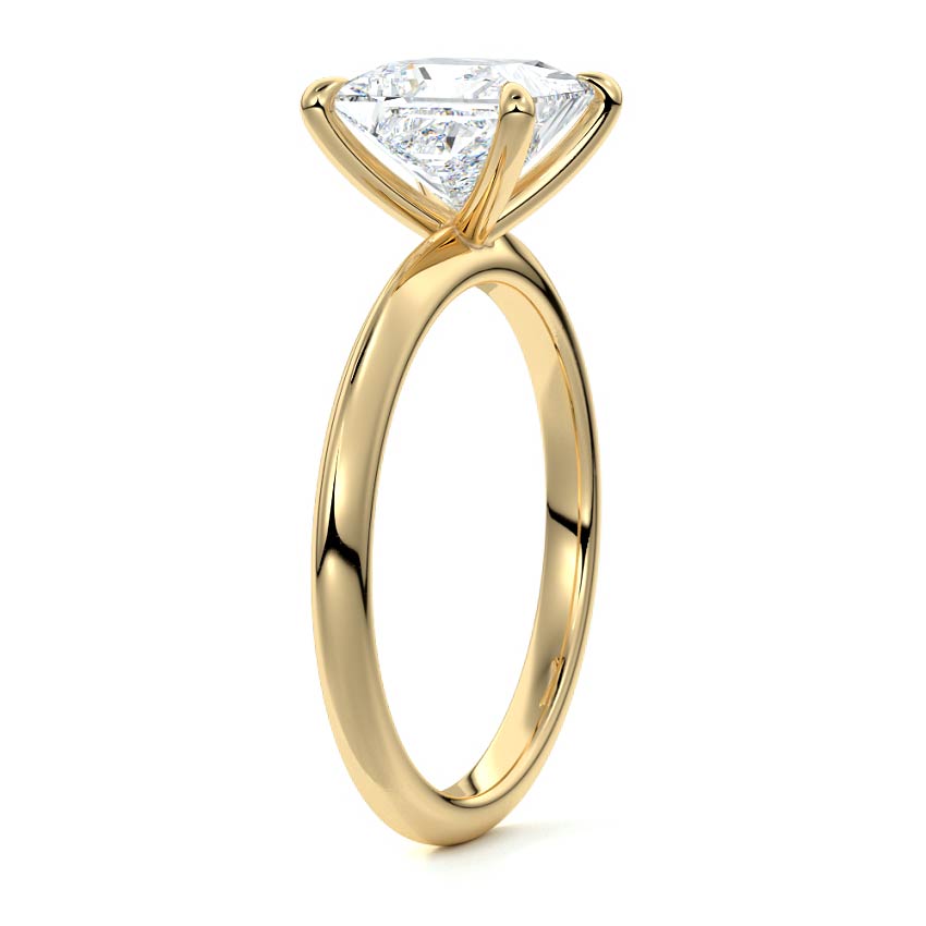 Sonia - Princess Yellow Gold Engagement Ring Side View | Nura Lab
