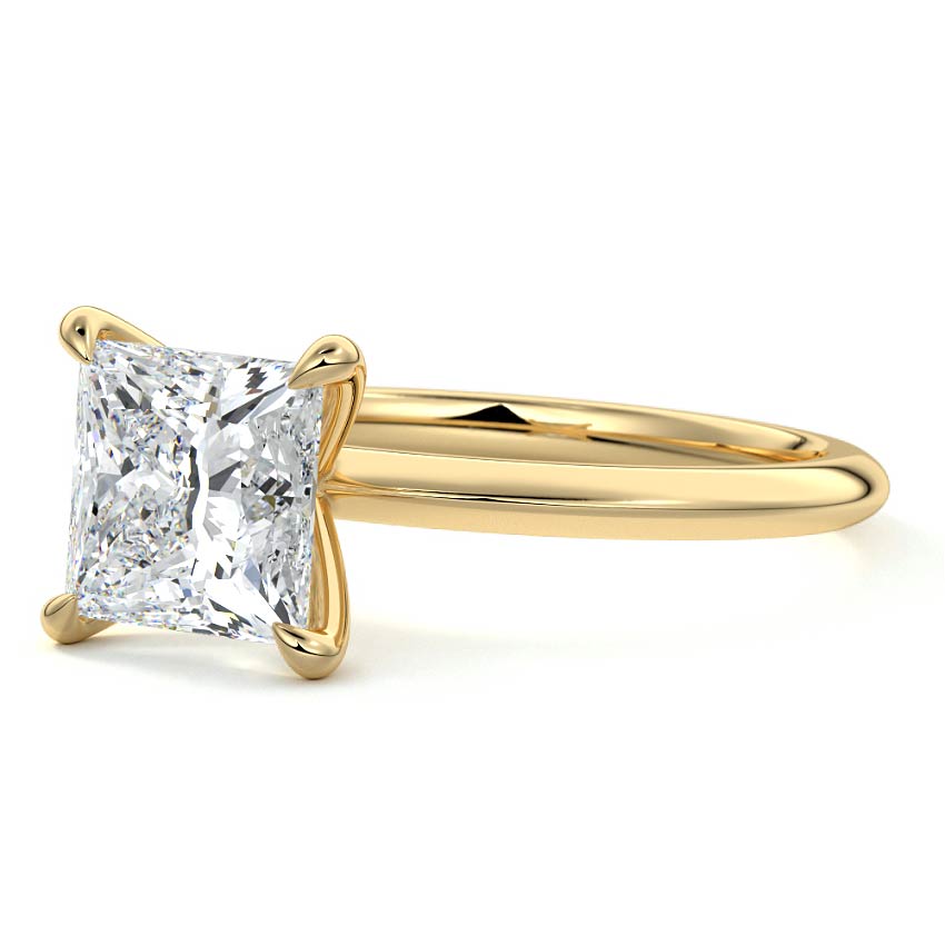 Sonia - Princess Yellow Gold Engagement Ring Profile View | Nura Lab
