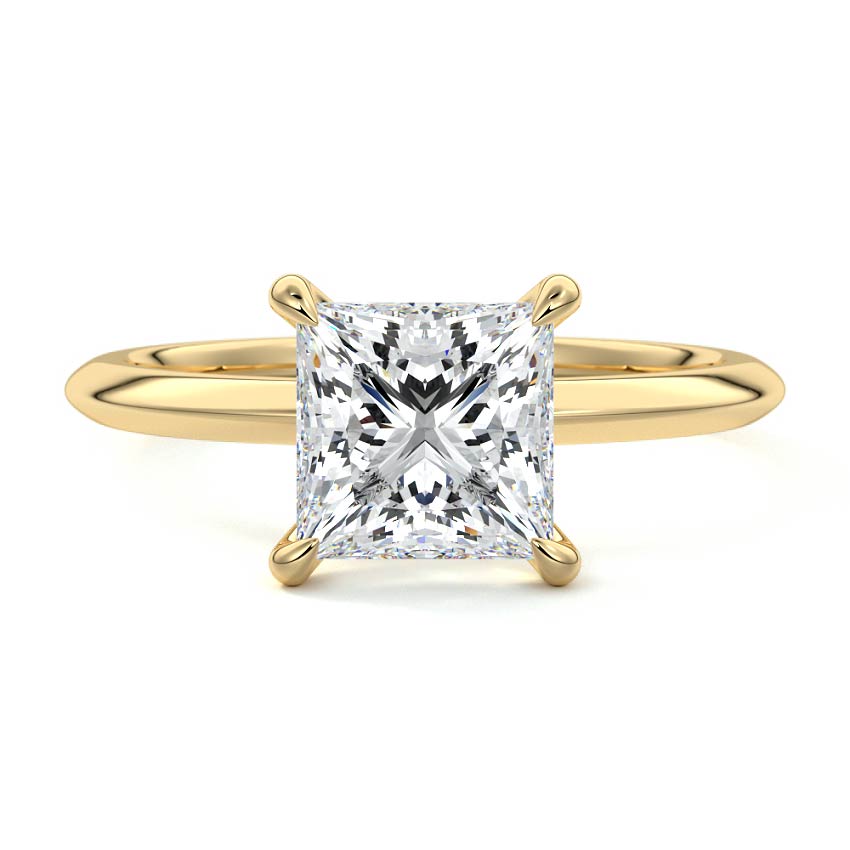 Sonia - Princess Yellow Gold Engagement Ring Detail View | Nura Lab
