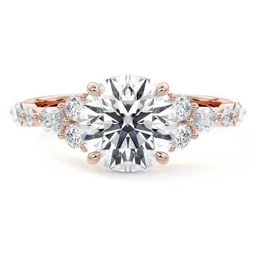 Tessa round side stone lab grown diamond engagement ring in rose gold