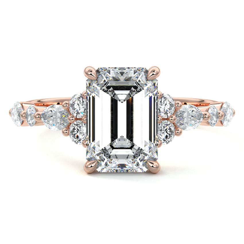 Tessa - Emerald Cut Rose Gold Lab Grown Diamond Engagement Ring | Nura Lab