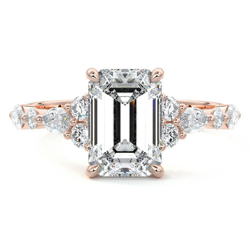 Tessa - Emerald Cut Rose Gold Lab Grown Diamond Engagement Ring | Nura Lab