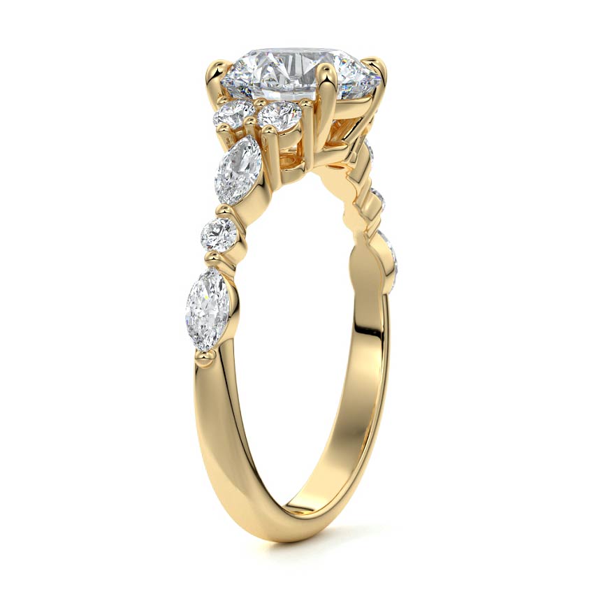 Tessa - Round Yellow Gold Engagement Ring Side View | Nura Lab