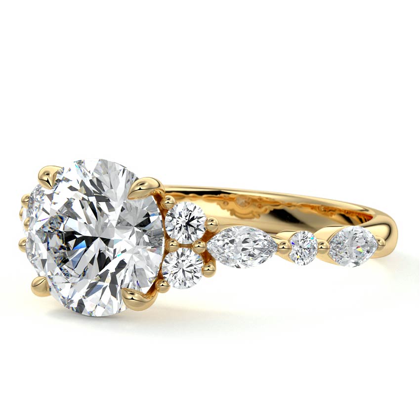 Tessa - Round Yellow Gold Engagement Ring Profile View | Nura Lab
