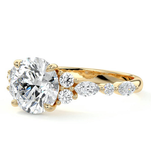 Tessa - Round Yellow Gold Engagement Ring Profile View | Nura Lab