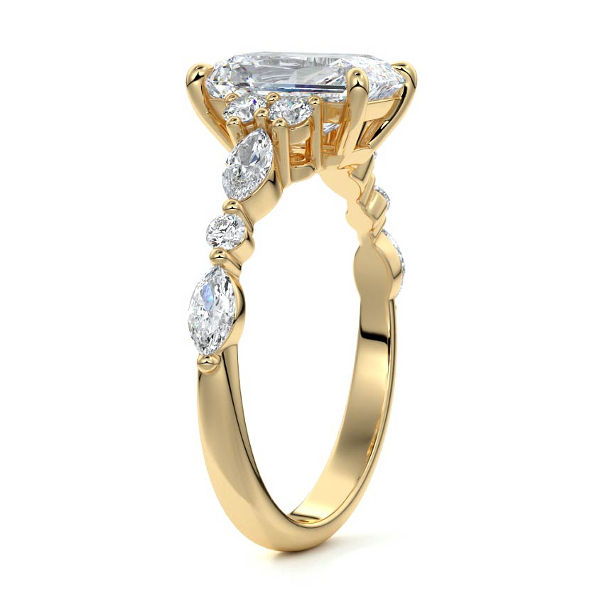 Tessa - Radiant Yellow Gold Engagement Ring Side View | Nura Lab