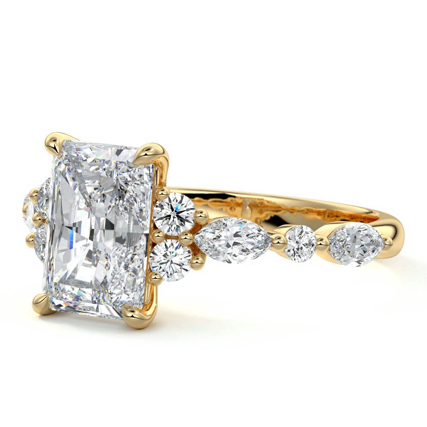 Tessa - Radiant Yellow Gold Engagement Ring Detail View | Nura Lab