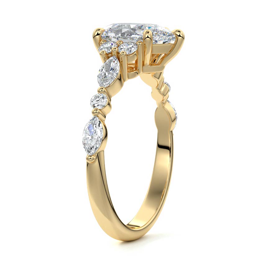 Tessa - Pear Yellow Gold Engagement Ring Side View | Nura Lab