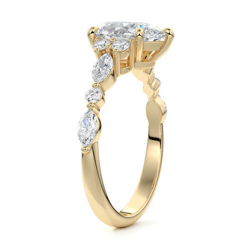 Tessa - Pear Yellow Gold Engagement Ring Side View | Nura Lab