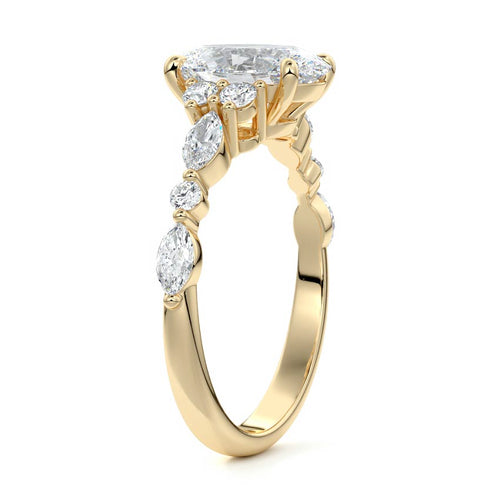 Tessa - Oval Yellow Gold Lab Grown Diamond Engagement Ring | Nura Lab