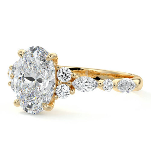 Tessa - Oval Yellow Gold Lab Grown Diamond Engagement Ring | Nura Lab