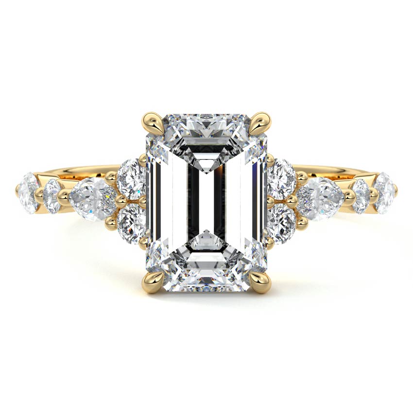 Tessa - Emerald Cut Yellow Gold Lab Grown Diamond Engagement Ring | Nura Lab