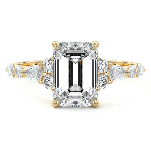 Tessa - Emerald Cut Yellow Gold Lab Grown Diamond Engagement Ring | Nura Lab