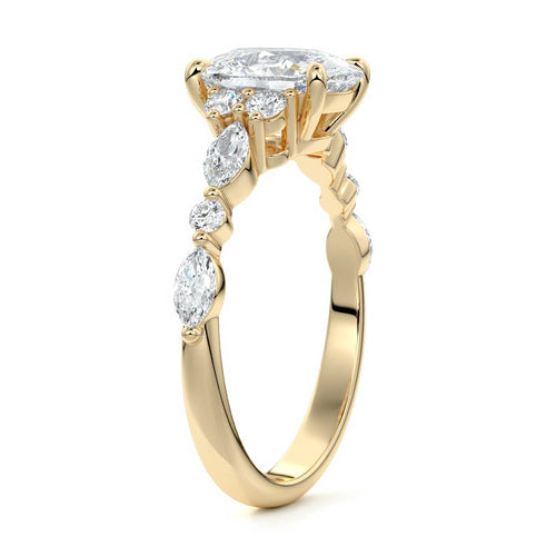 Tessa - Cushion Yellow Gold Engagement Ring Side View | Nura Lab