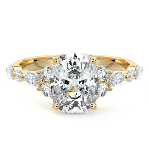 Tessa - Cushion Yellow Gold Engagement Ring Detail View | Nura Lab