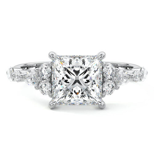 Tessa princess side stone lab grown diamond engagement ring in platinum