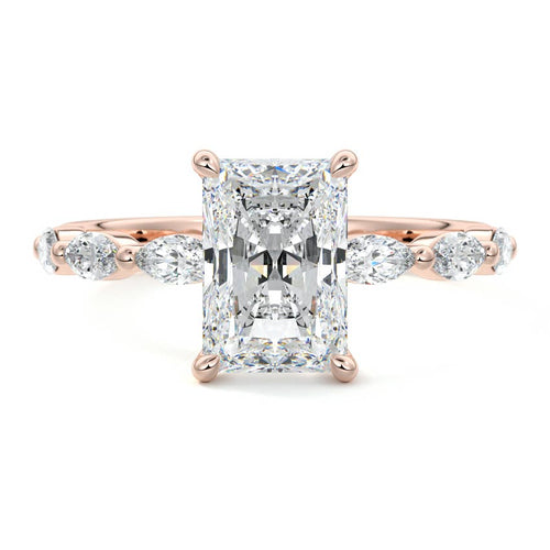 Valentina - Radiant Rose Gold Lab Grown Diamond Engagement Ring | Nura Lab