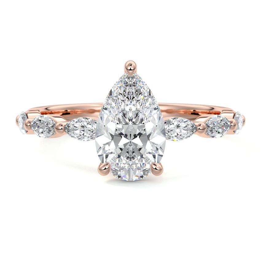 Valentina - Pear Rose Gold Lab Grown Diamond Engagement Ring | Nura Lab