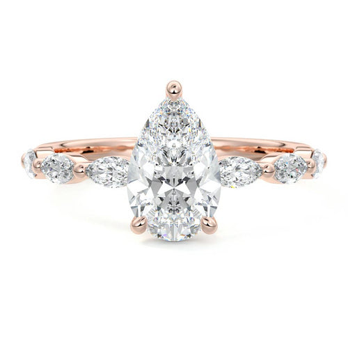 Valentina - Pear Rose Gold Lab Grown Diamond Engagement Ring | Nura Lab