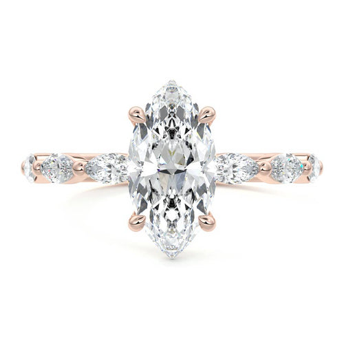 Valentina - Marquise Rose Gold Lab Grown Diamond Engagement Ring | Nura Lab