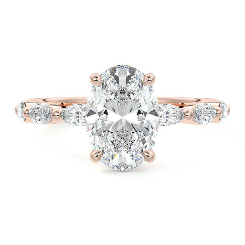 Valentina - Oval Rose Gold Lab Grown Diamond Engagement Ring | Nura Lab