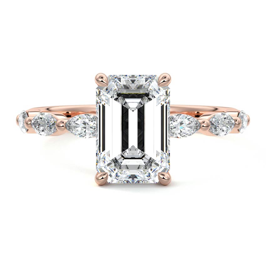 Valentina - Emerald Cut Rose Gold Lab Grown Diamond Engagement Ring | Nura Lab