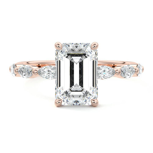 Valentina - Emerald Cut Rose Gold Lab Grown Diamond Engagement Ring | Nura Lab