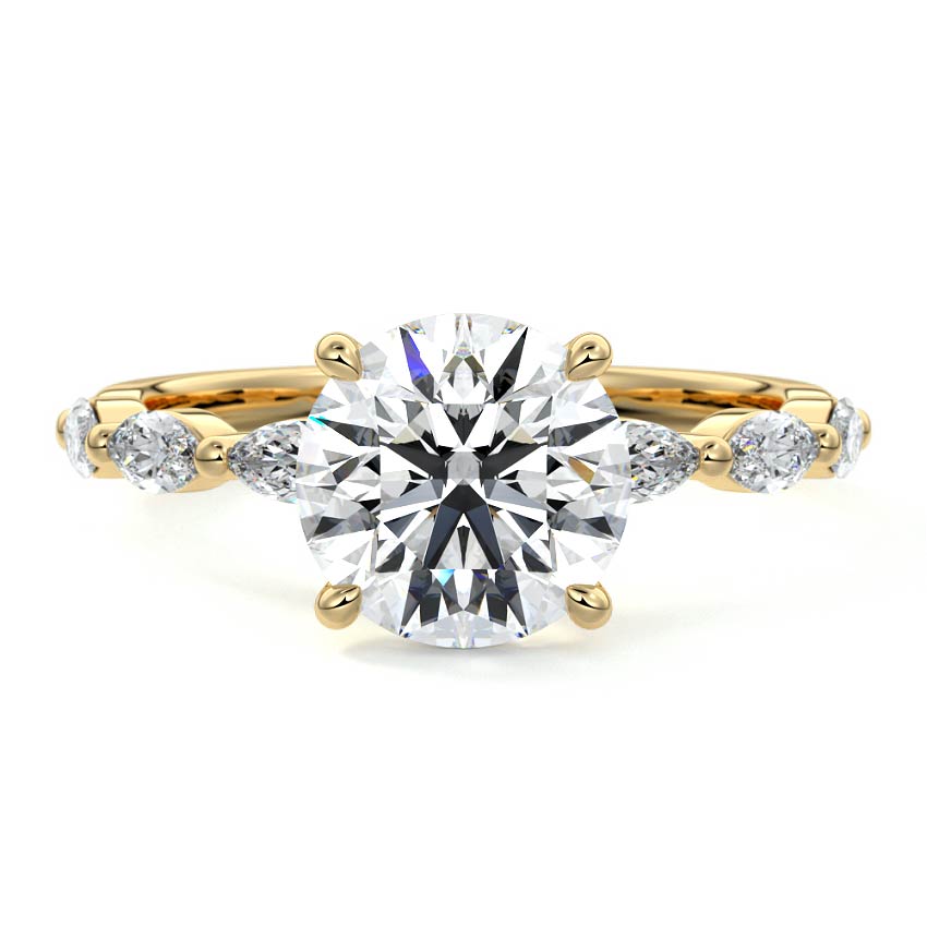 Valentina - Round Yellow Gold Lab Grown Diamond Engagement Ring | Nura Lab