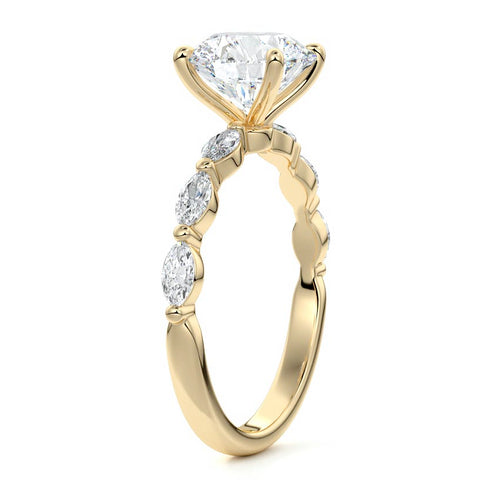 Valentina - Round Yellow Gold Engagement Ring Side View | Nura Lab