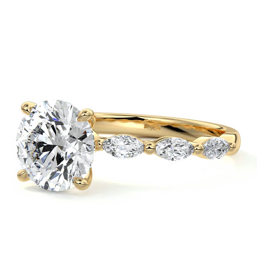 Valentina - Round Yellow Gold Engagement Ring Profile View | Nura Lab