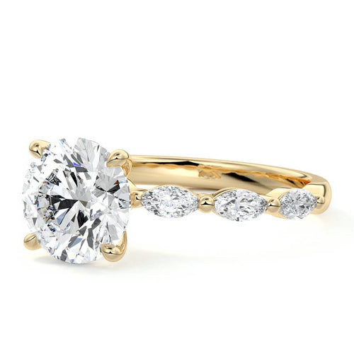 Valentina - Round Yellow Gold Engagement Ring Profile View | Nura Lab